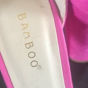 BAMBOO Hot Pink Suede-Look Pumps